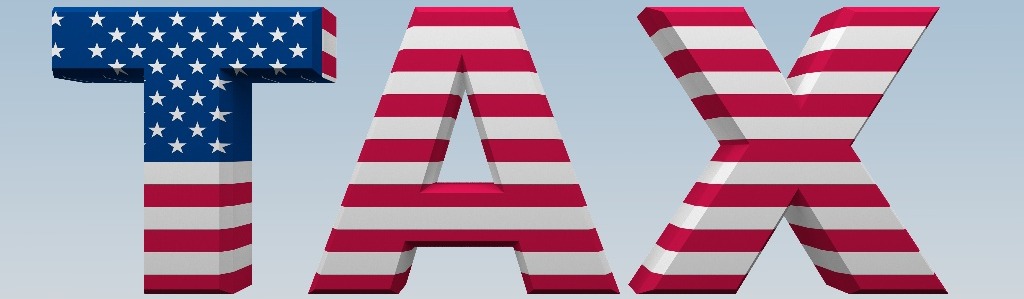 American Flag spelling the word tax-1139272489-1